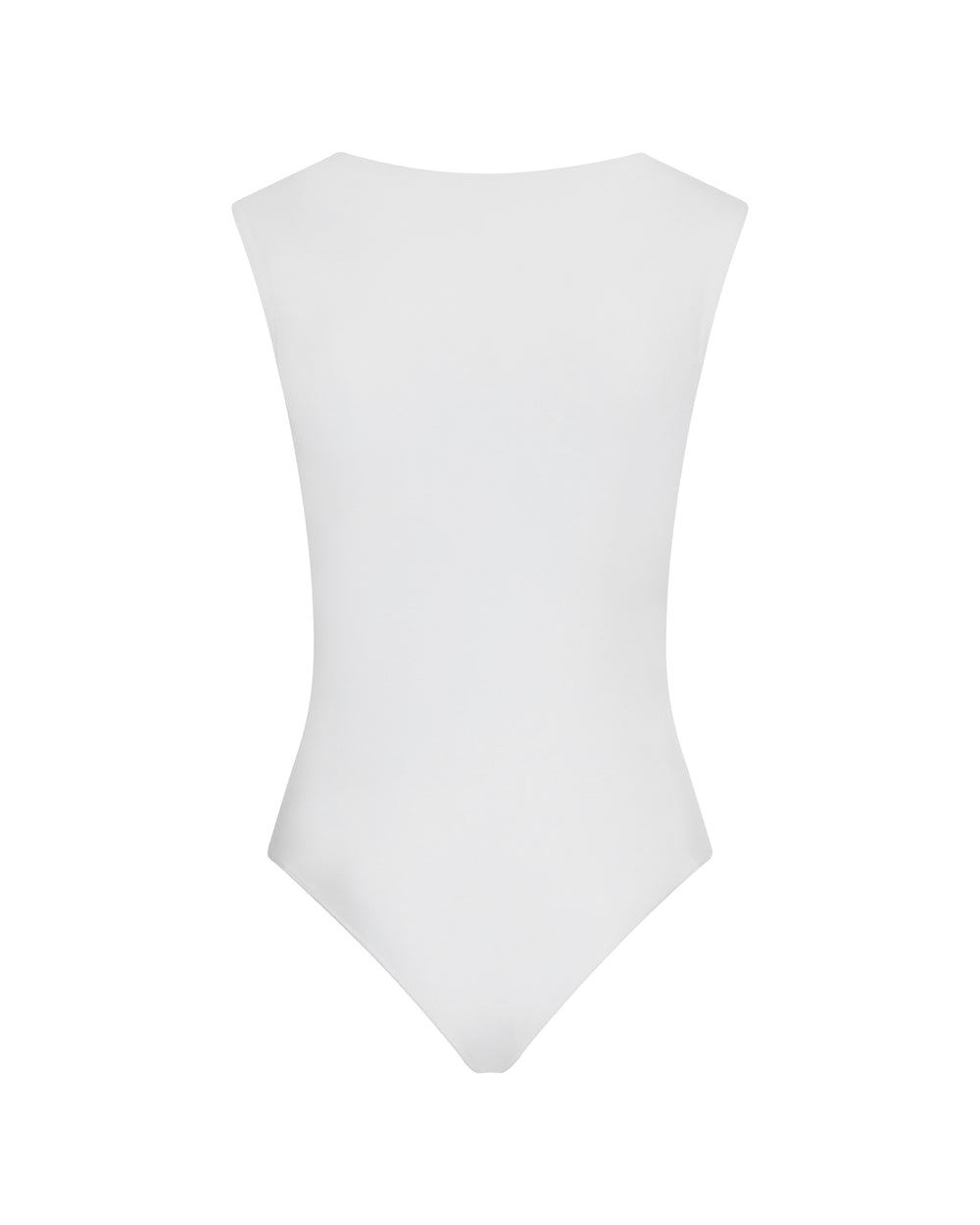 Deep V Bodysuit in Stretch Cotton | White