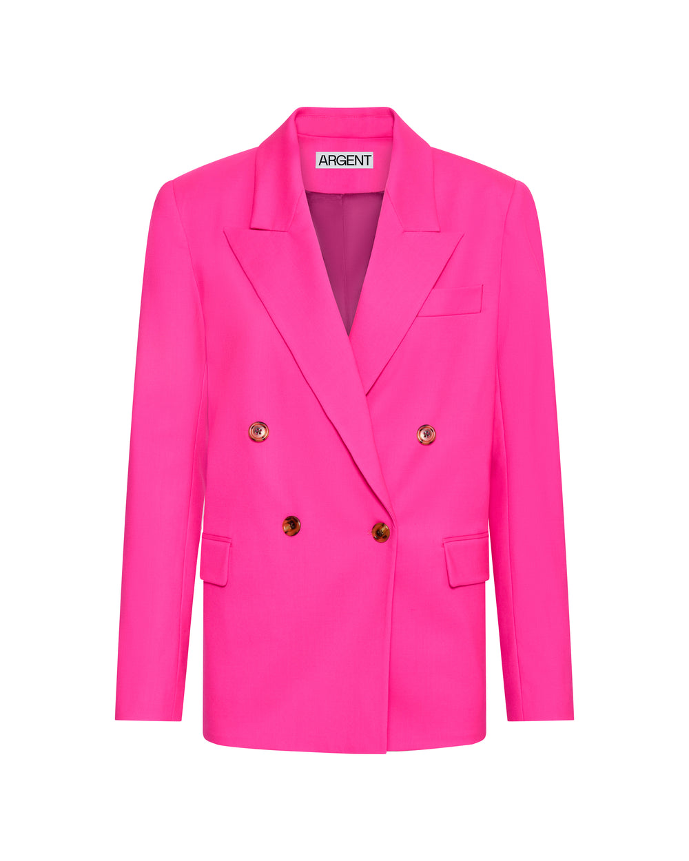 Peak Lapel Blazer in Seasonless Wool | Bright Pink