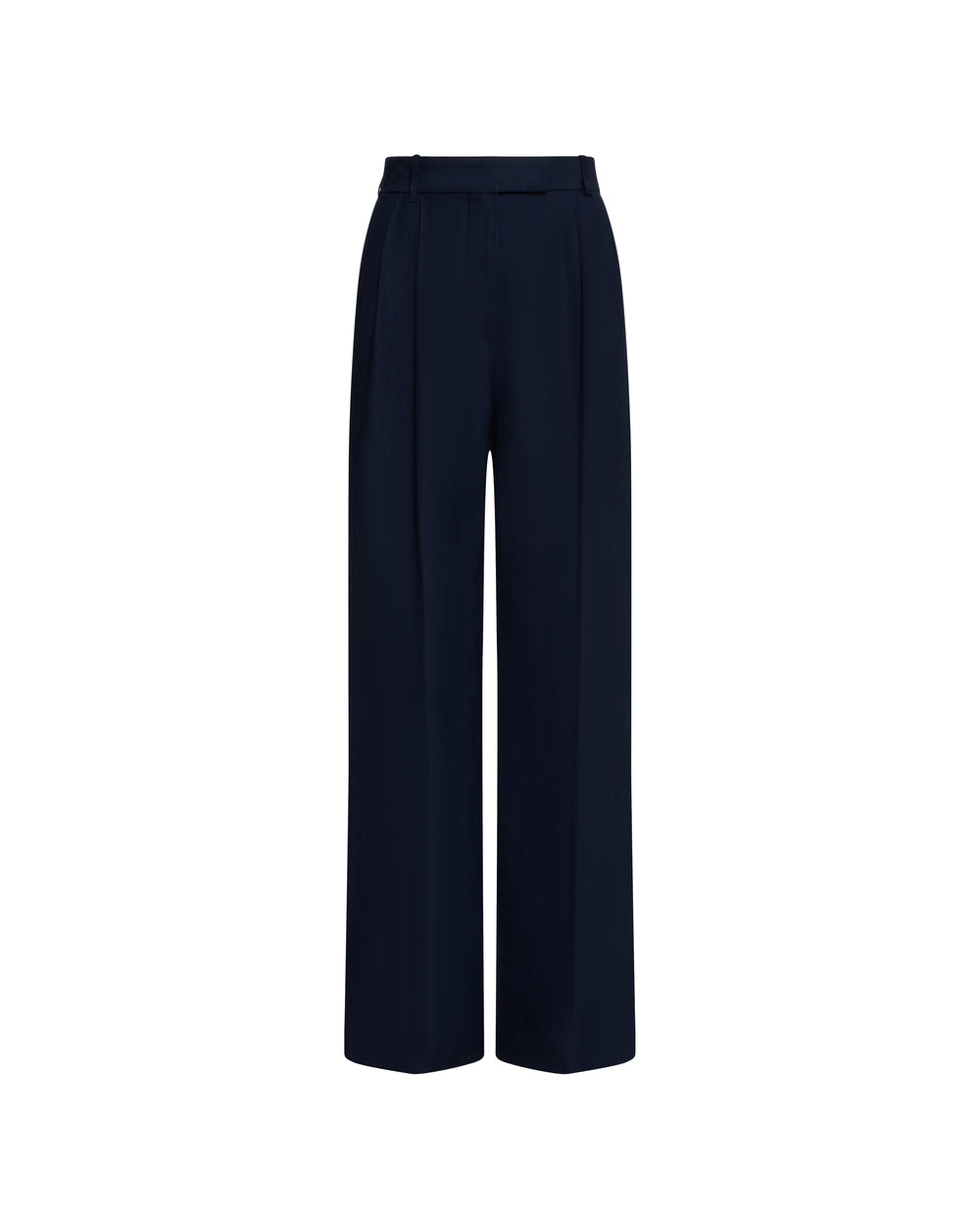 Pleated Trouser in Viscose Linen Twill | Navy